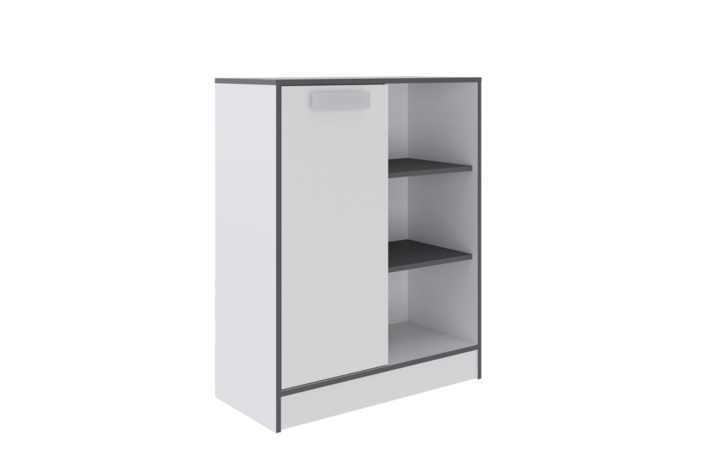 Спальня Тэбби Стеллаж малый белый/графит серый